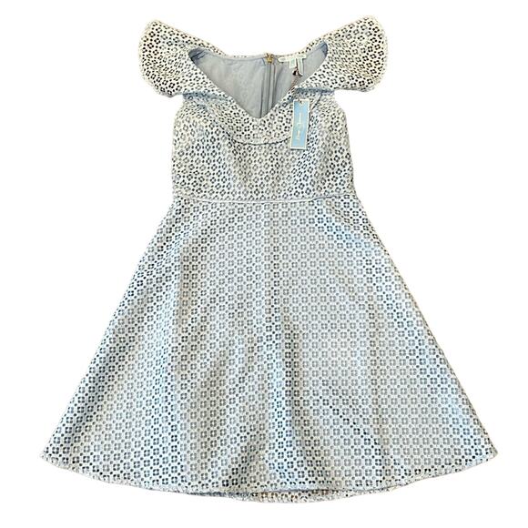 NWT Draper James Collection Blue Lattice A-Line Dress Size 8 - Picture 2 of 11